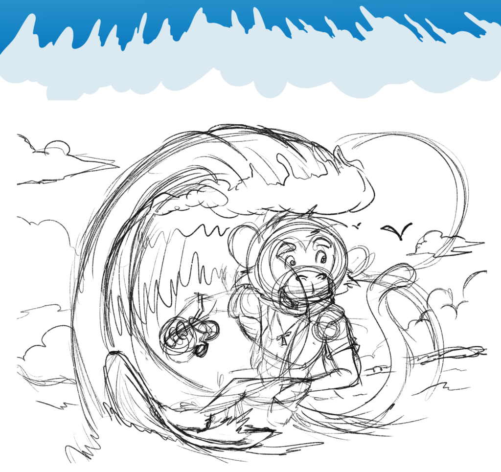 monkey surf_Mesa de trabajo 1 copia 3 First Sketch