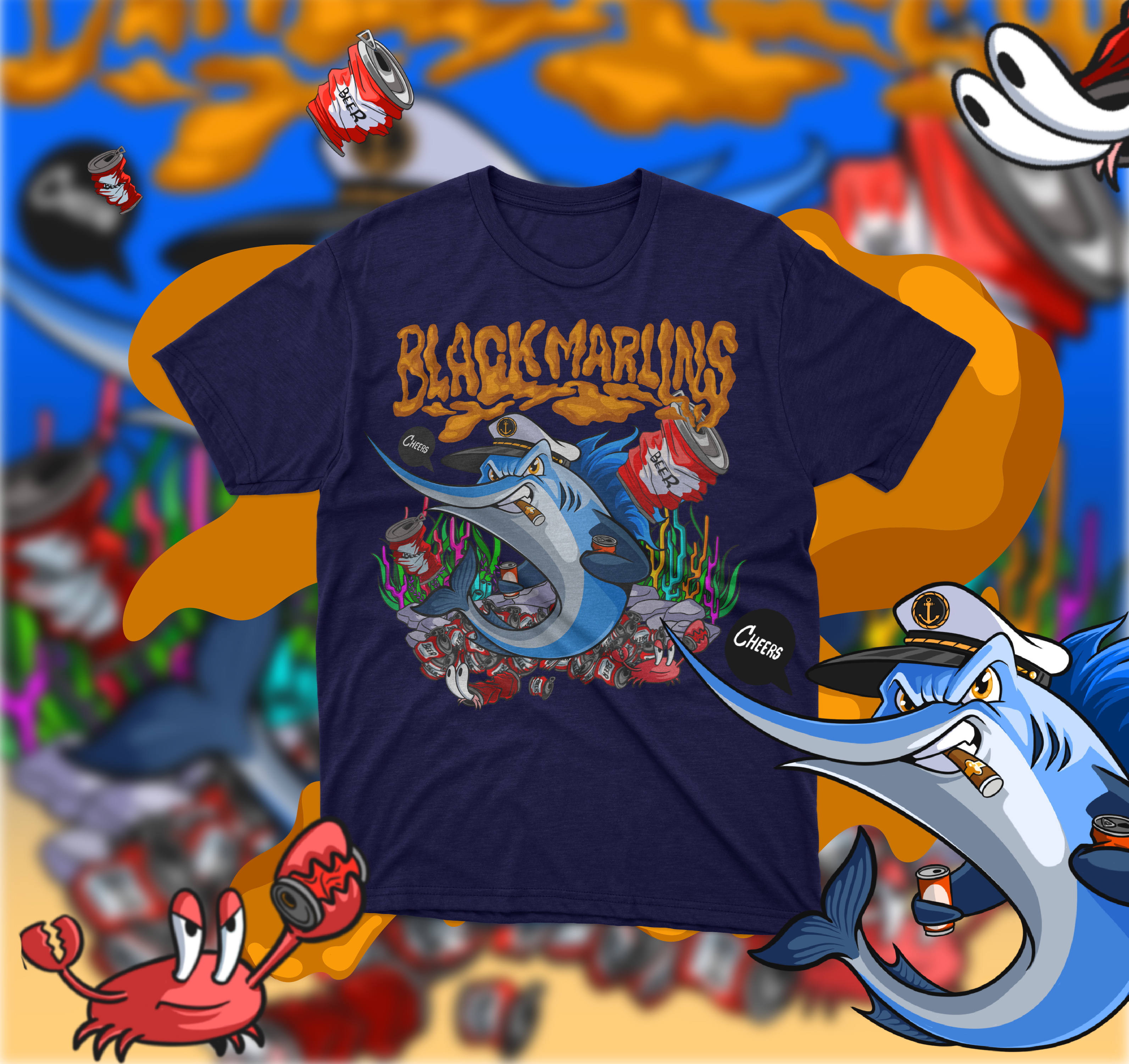 Black marlins T- shirt Design