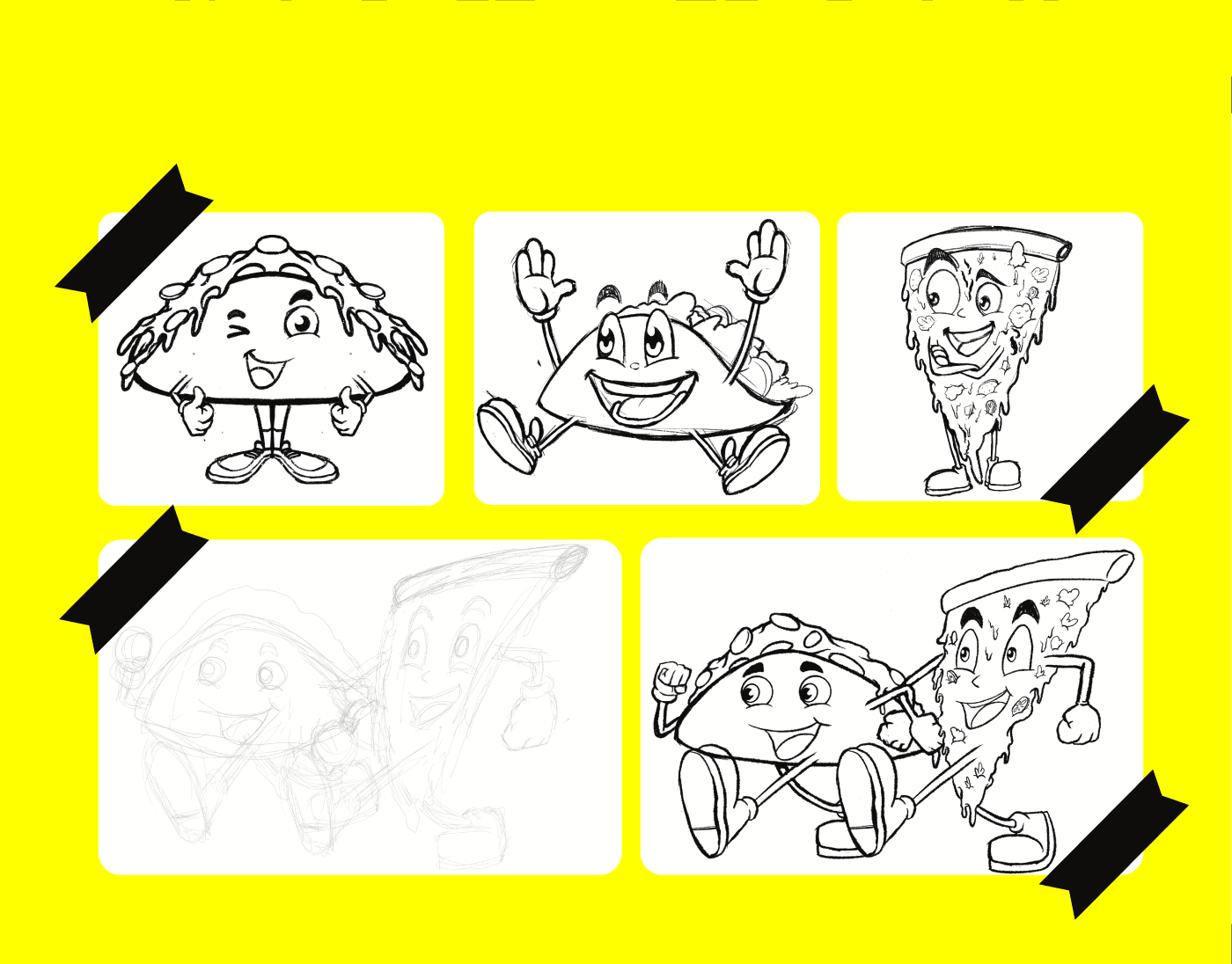 Mascot logo design sketch process - hand-drawn character illustrations